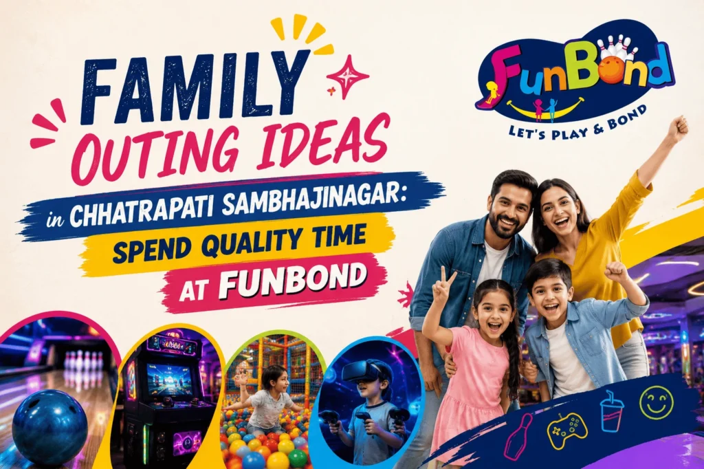 Family enjoying bowling, arcade games and indoor activities at FunBond in Chhatrapati Sambhajinagar